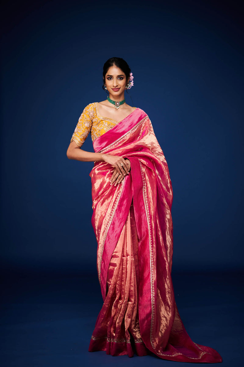 Mrudula Tissue Embroidered Saree and Blouse Set
