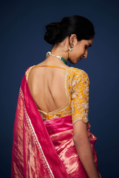 Mrudula Tissue Embroidered Saree and Blouse Set