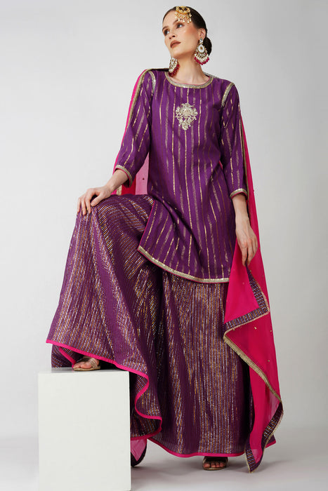 Imperial Purple cotton lurex Suit Set