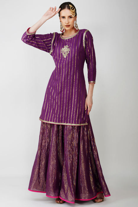 Imperial Purple cotton lurex Suit Set