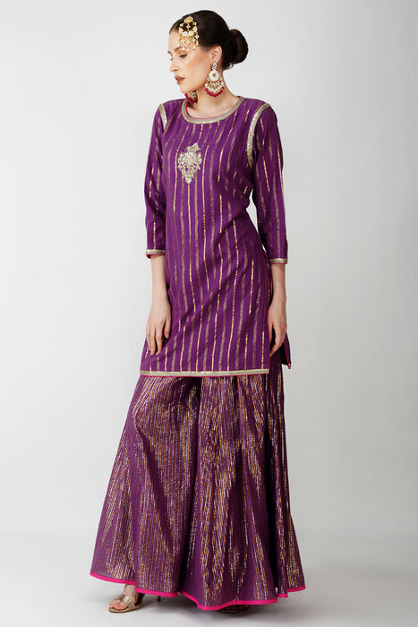 Imperial Purple cotton lurex Suit Set