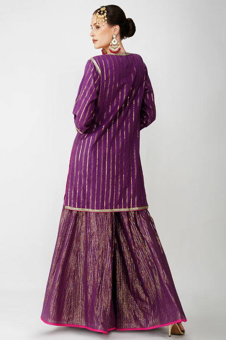 Imperial Purple cotton lurex Suit Set