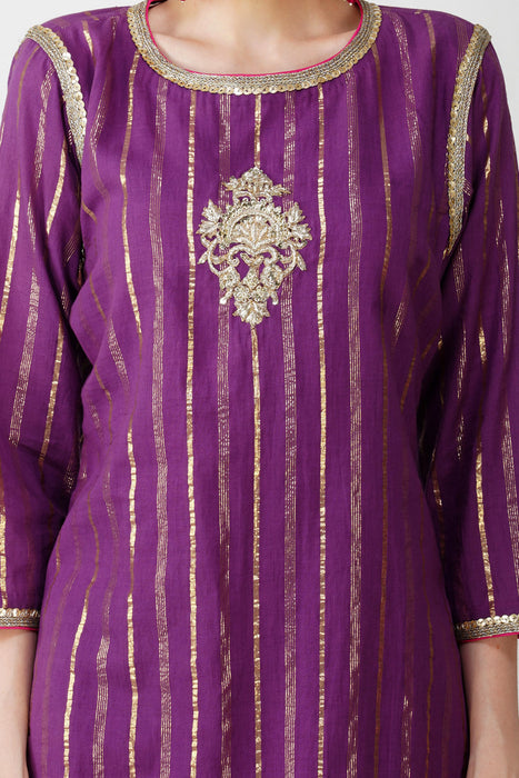 Imperial Purple cotton lurex Suit Set