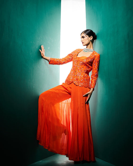 Anissa Jacket set with corset -
persimmon Orange