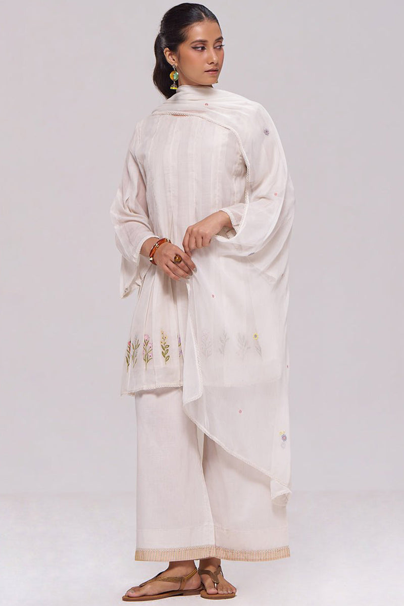 Ivory Mul-Chanderi Kurta Set