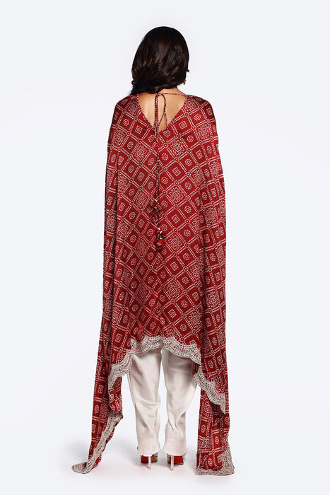 Bandhani Printed Satin Kaftan Set