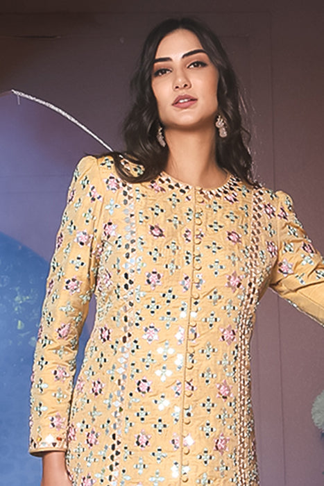 Noori- Mirror work Jacket Garara Set.