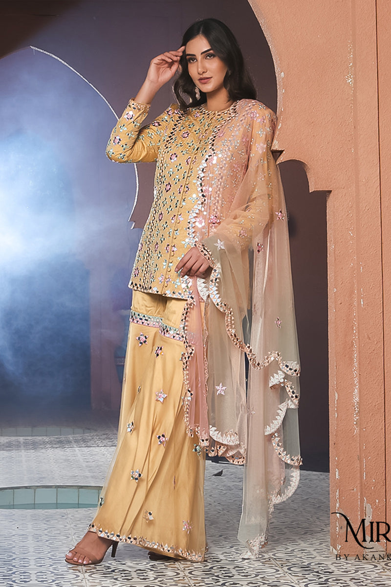 Noori- Mirror work Jacket Garara Set.