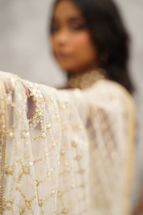 white embroidered Peplum dhoti set