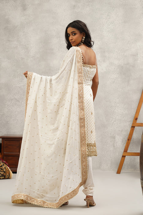 white embroidered suit set
