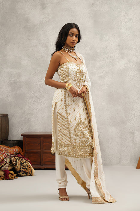 white embroidered suit set