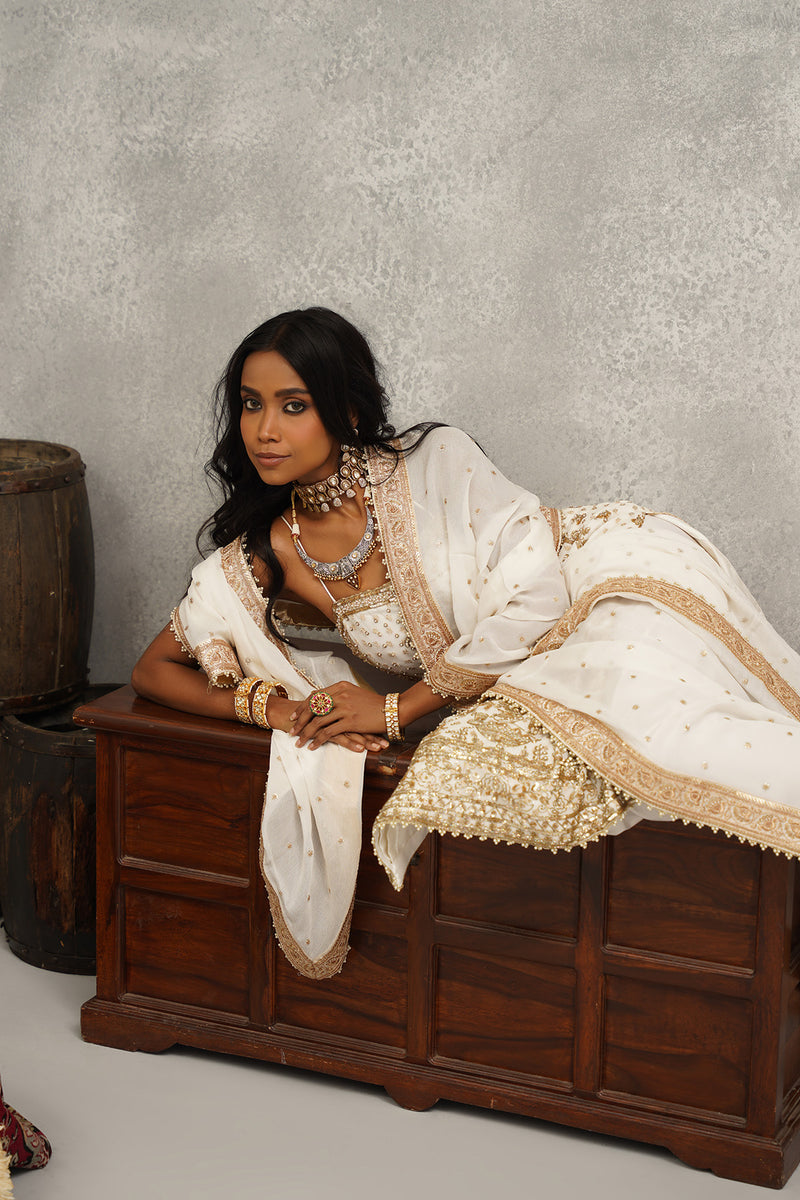 white embroidered suit set
