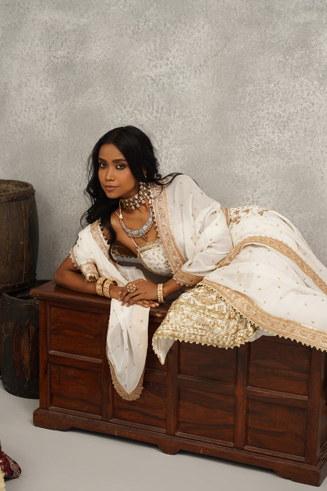 white embroidered suit set