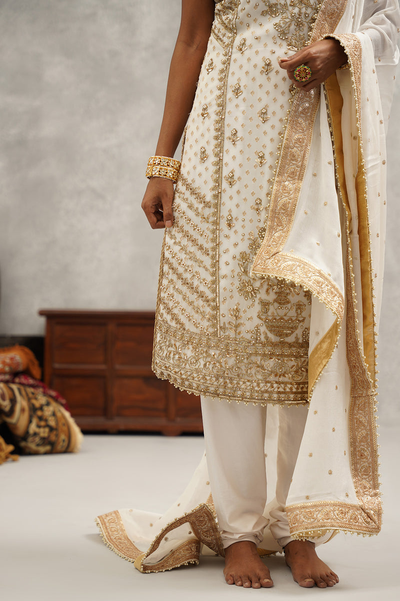 white embroidered suit set