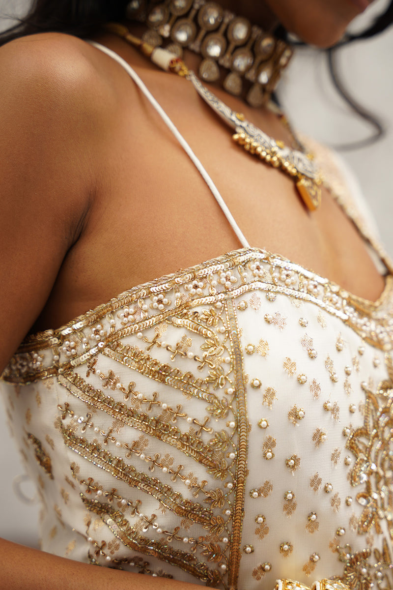 white embroidered suit set