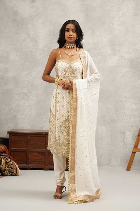 white embroidered suit set