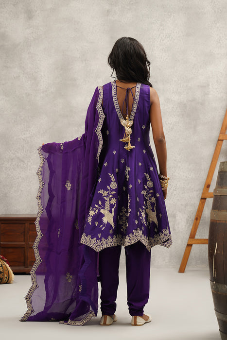 purple embroidered suit set