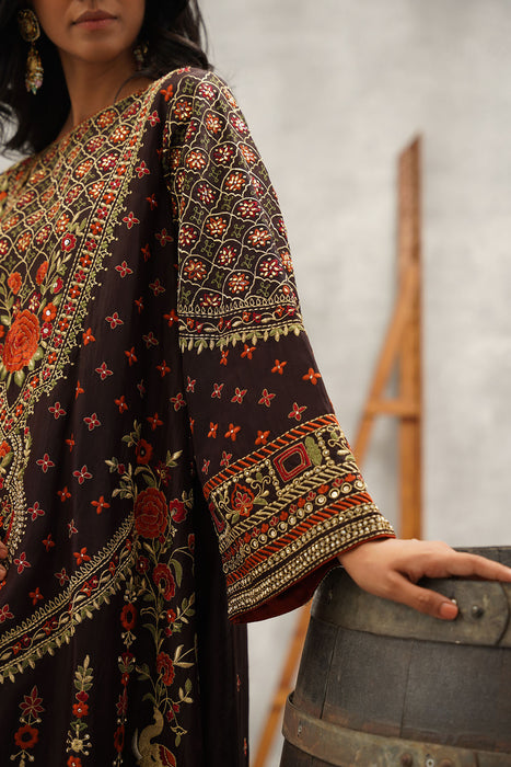 Brown embroidered suit set