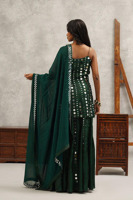 green  embroidered suit set