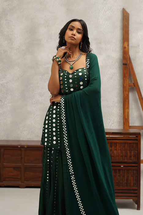 green  embroidered suit set