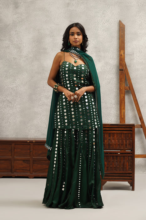 green  embroidered suit set