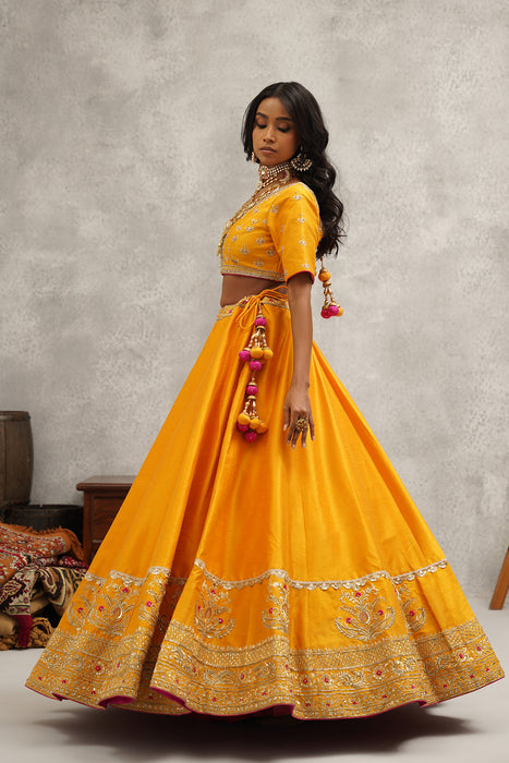 Yellow embroidered lehenga set
