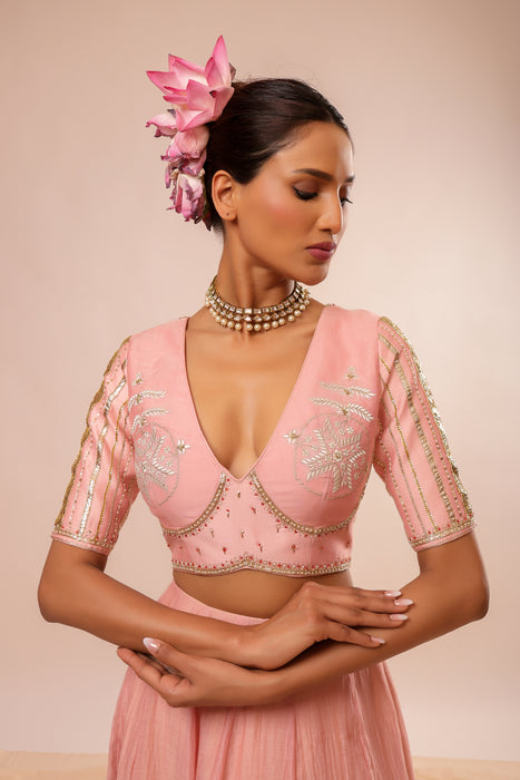 Kamalika Pink Embroidered Lehenga