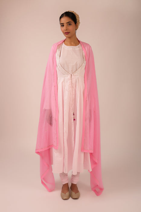 Cotton Long Anarkali Jacket Suit Set