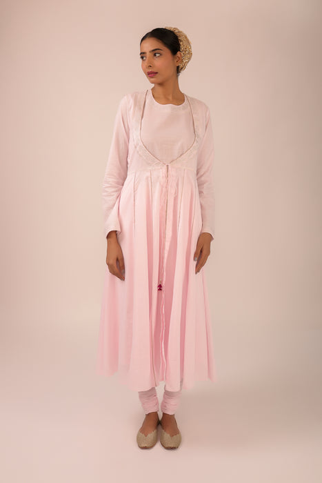 Cotton Long Anarkali Jacket Suit Set