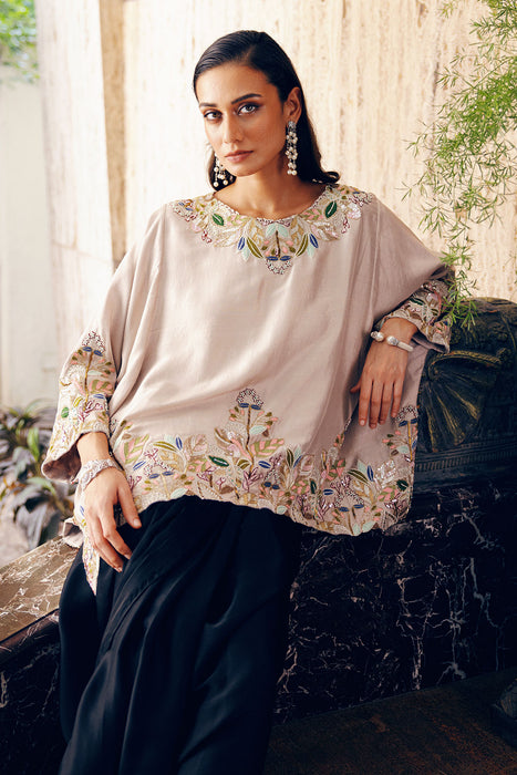 BOXY TOP WITH DRAPED SKIRT