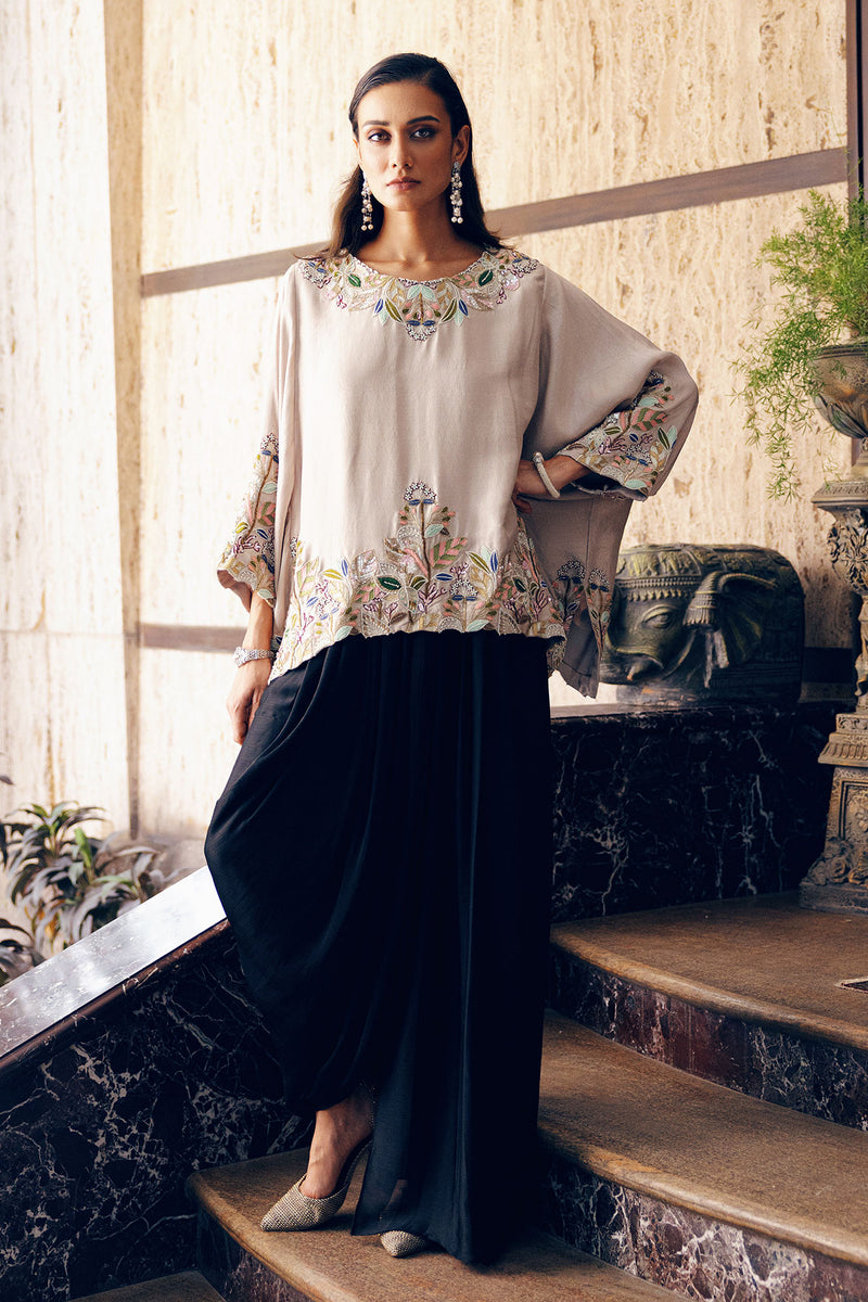 BOXY TOP WITH DRAPED SKIRT