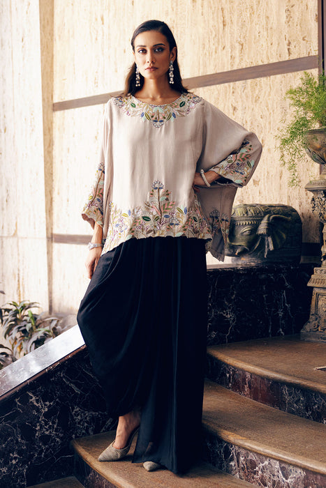 BOXY TOP WITH DRAPED SKIRT