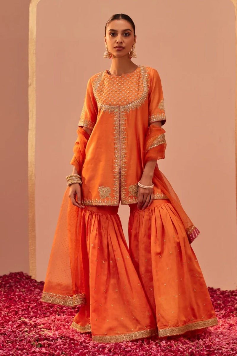 SUHAIR- SHORT KURTA WITH GARARA AND DUPATTA