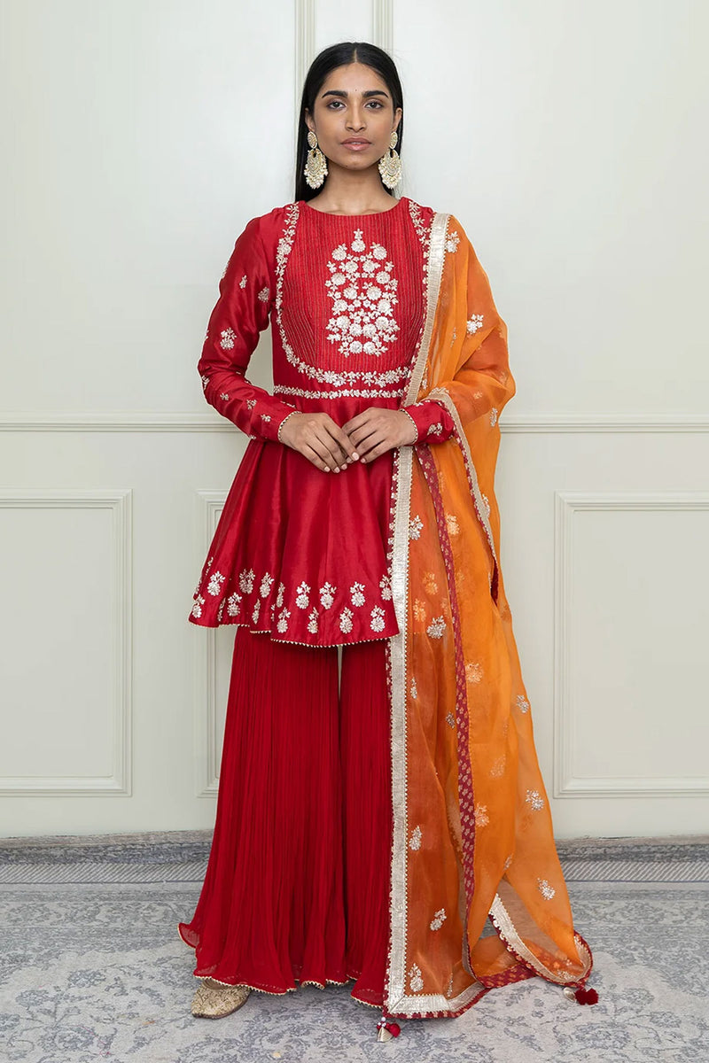 Shahana- Peplum kurta with garara and dupatta