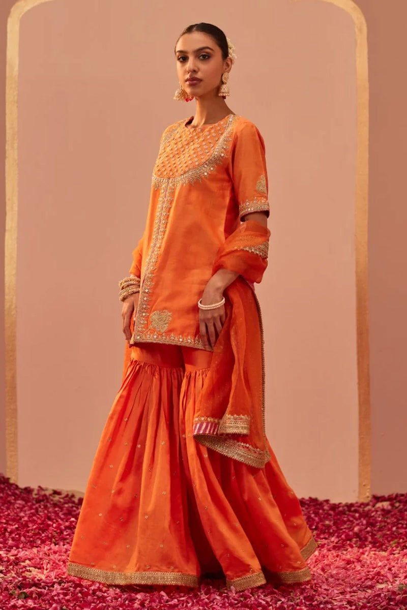 SUHAIR- SHORT KURTA WITH GARARA AND DUPATTA