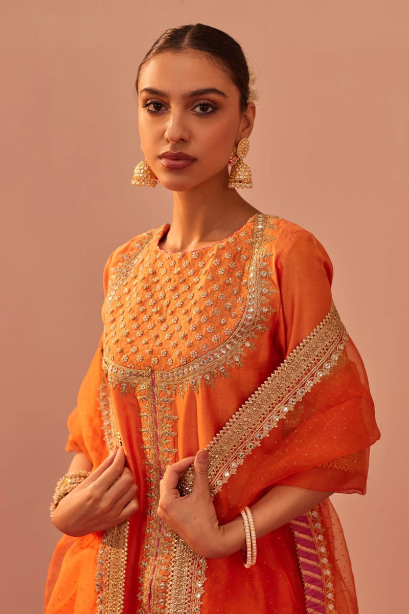 SUHAIR- SHORT KURTA WITH GARARA AND DUPATTA