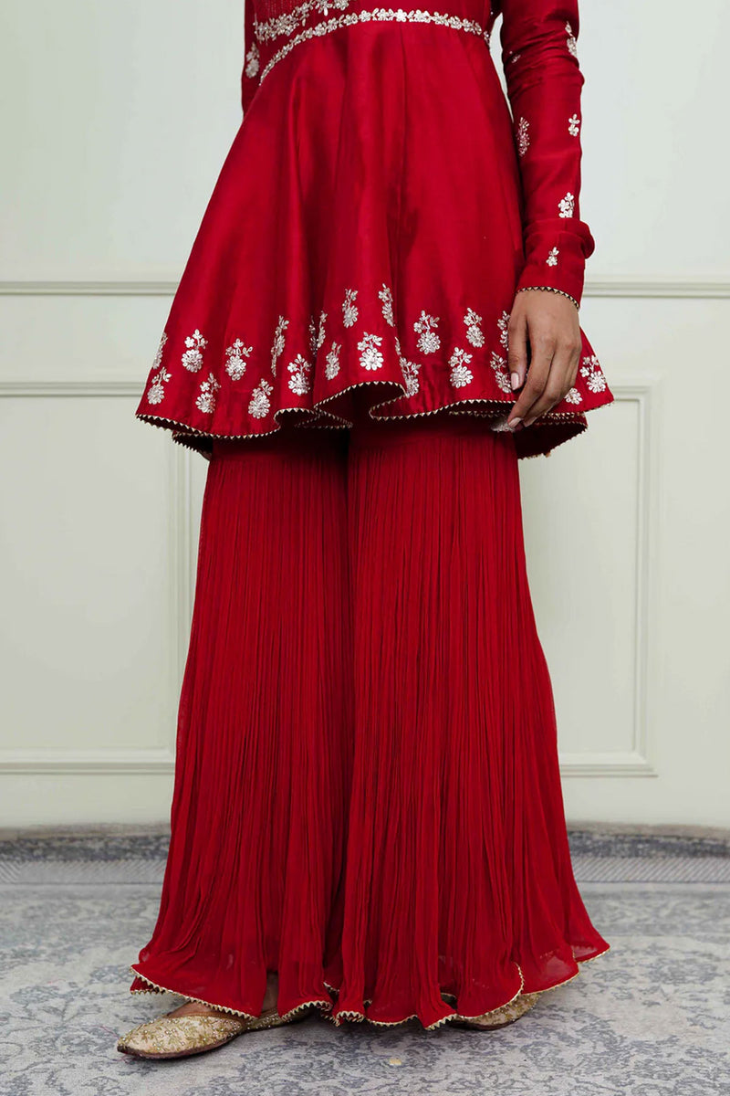 Shahana- Peplum kurta with garara and dupatta
