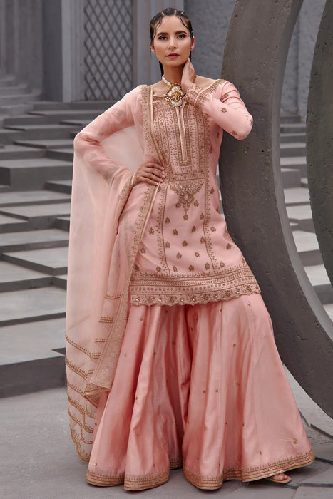 Mauve flared sharara set