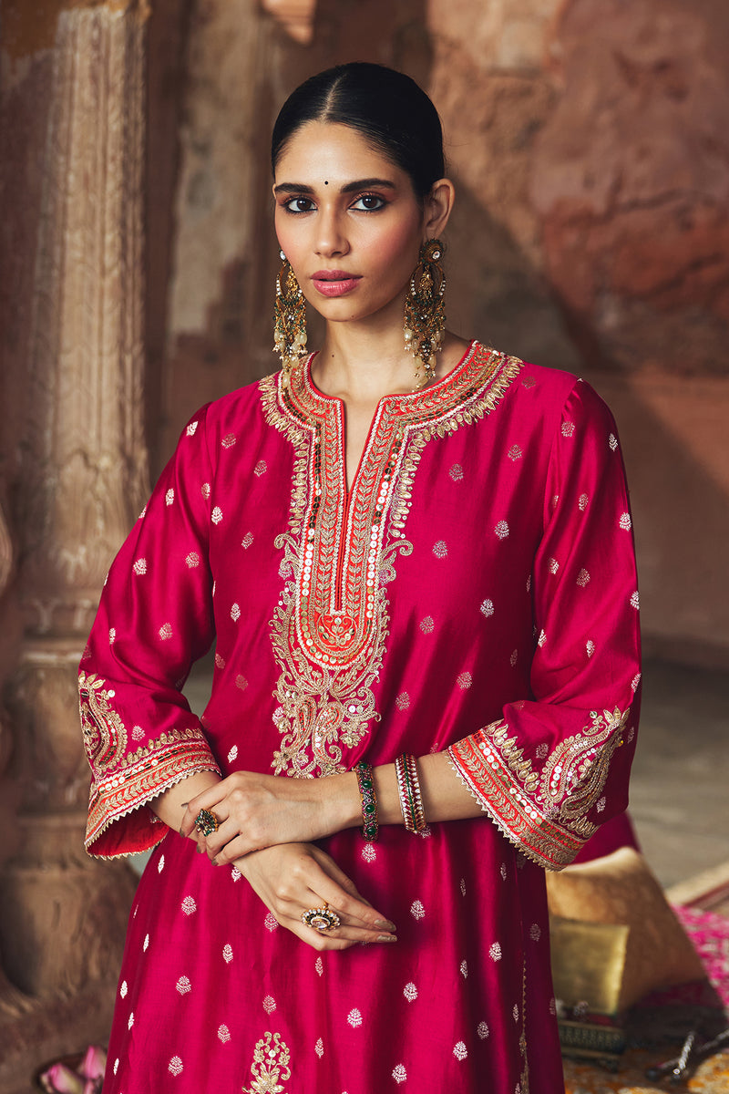 MEHWISH - HOTPINK SHORT KURTA WITH SALWAR AND DUPATTA