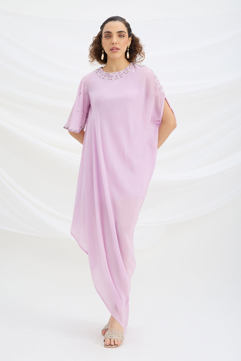 LILAC DRAPE DRESS