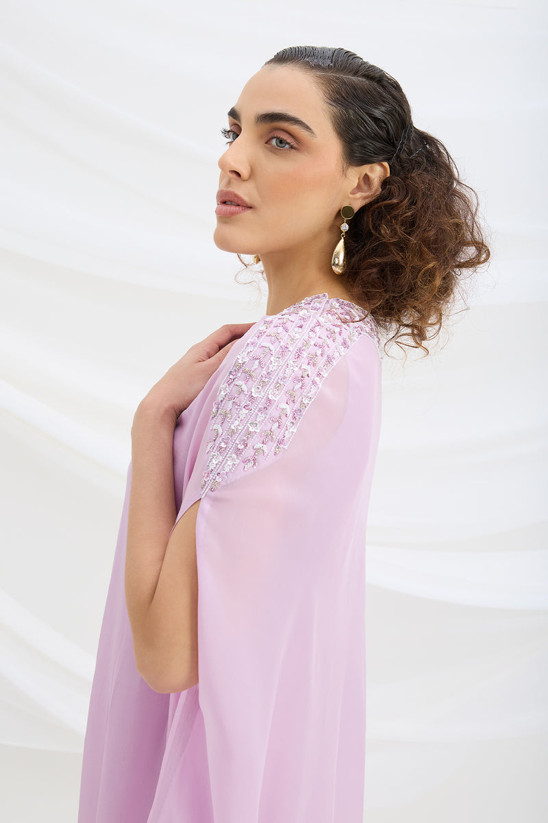 LILAC DRAPE DRESS