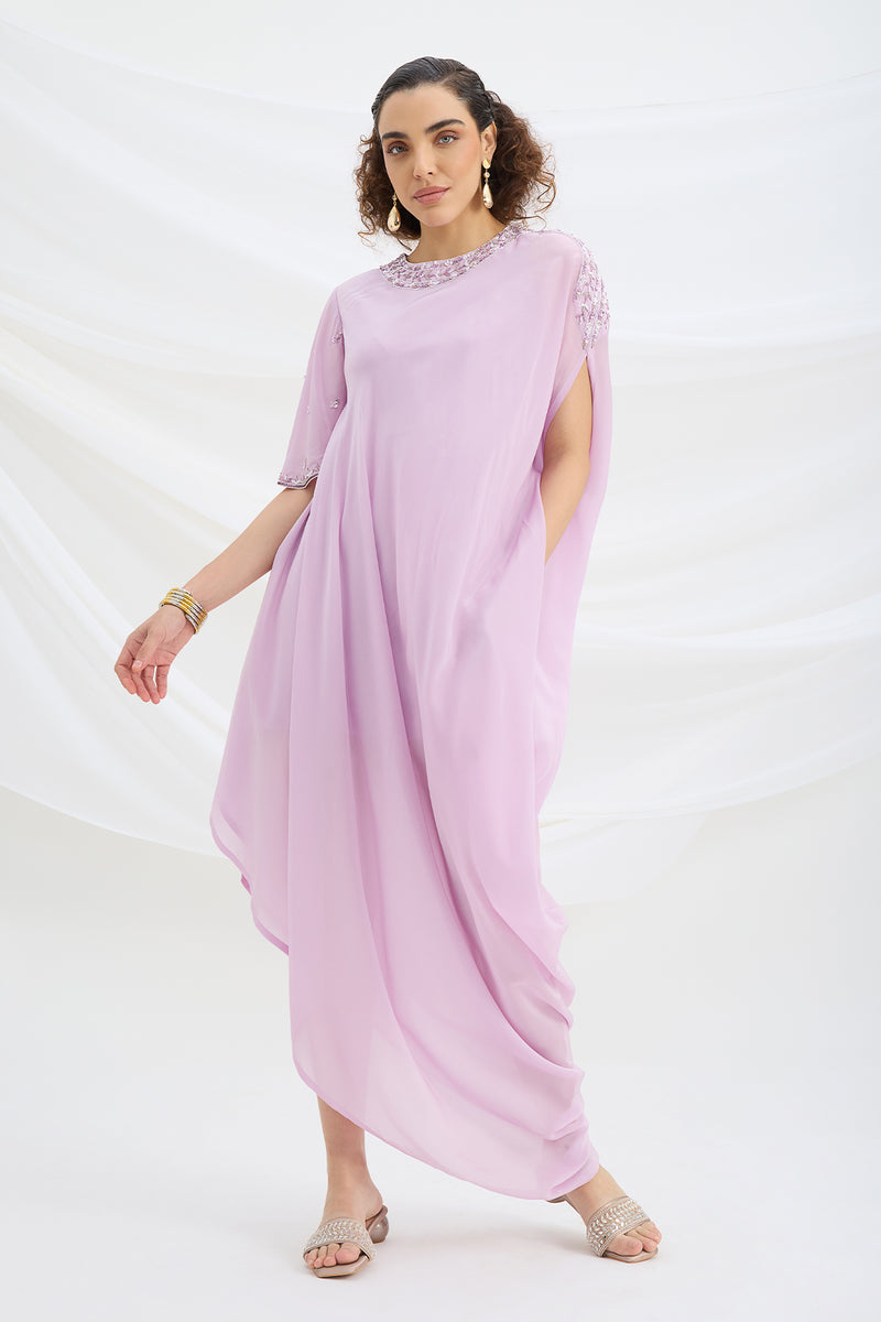 LILAC DRAPE DRESS