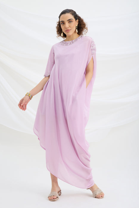 LILAC DRAPE DRESS