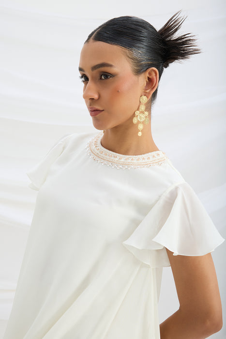 OFF WHITE DRAPE DRESS