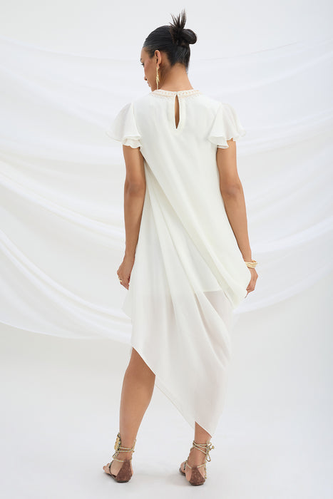 OFF WHITE DRAPE DRESS