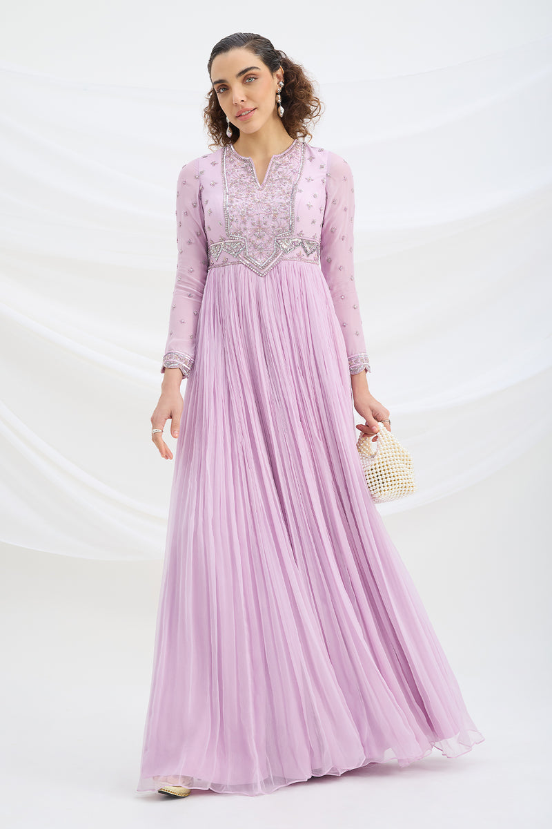 LILAC EMBROIDERED DRESS WITH DUPATTA