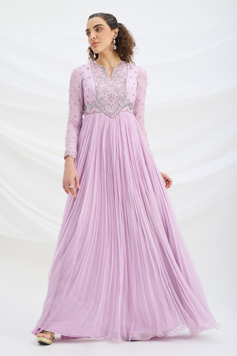 LILAC EMBROIDERED DRESS WITH DUPATTA