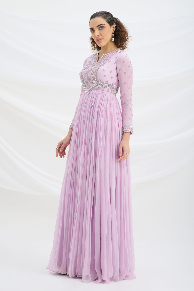 LILAC EMBROIDERED DRESS WITH DUPATTA
