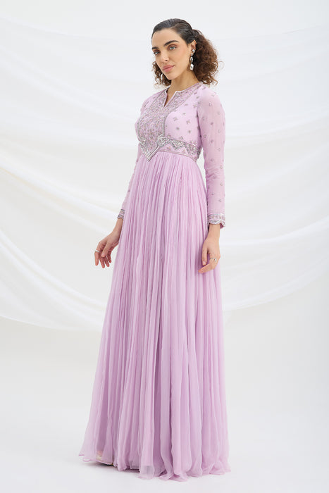 LILAC EMBROIDERED DRESS WITH DUPATTA