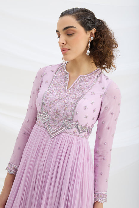 LILAC EMBROIDERED DRESS WITH DUPATTA